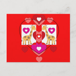 Giraffen mit Herzen. Postkarte