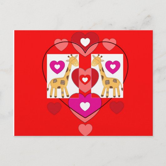 Giraffen mit Herzen. Postkarte (Vorderseite)