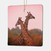 Giraffen mit rosa Himmel Keramikornament (Links)