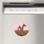 Giraffen mit rosa Himmel Magnet (In Situ (Geschirrspüler))