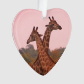 Giraffen mit rosa Himmel Ornament (Vorderseite)