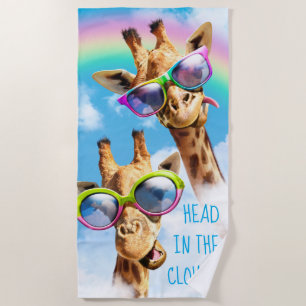 Giraffen mit Sonnenbrille Strandtuch