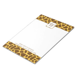 Giraffen-Monogramm-personalisierter Notizblock