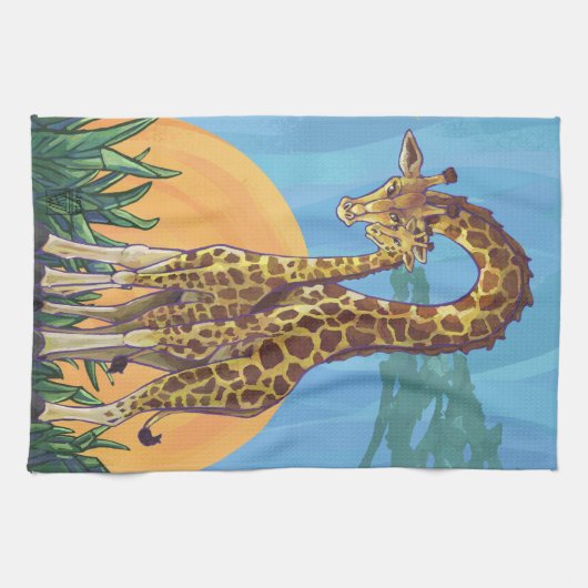 Giraffen-Mutter und Baby Handtuch (Horizontal)