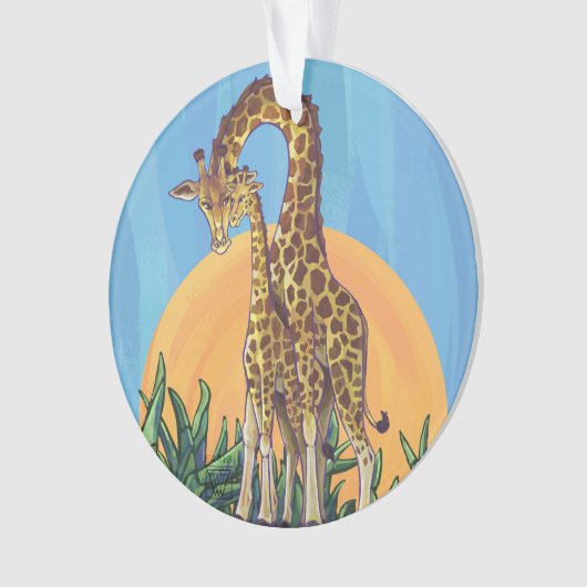 Giraffen-Mutter und Baby Ornament (Vorderseite)