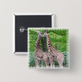 Giraffen-Paar-Quadrat-Button Button (Vorne & Hinten)