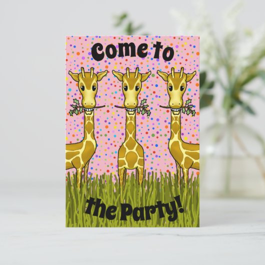 Giraffen-Party Einladung (Stehend Vorderseite)