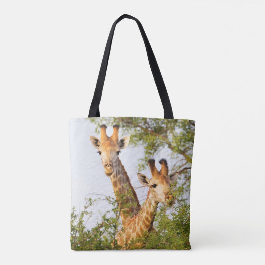 Giraffen Peeking über Vegetation Tasche (Rückseite)