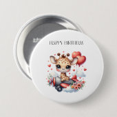 Giraffen-Pilot Geburtstag Button (Vorne & Hinten)