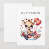 Giraffen-Pilot Geburtstag Einladung (Vorne/Hinten)