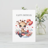 Giraffen-Pilot Geburtstag Einladung (Stehend Vorderseite)