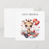 Giraffen-Pilot Geburtstag Einladung (Vorne/Hinten)