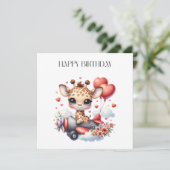 Giraffen-Pilot Geburtstag Einladung (Stehend Vorderseite)
