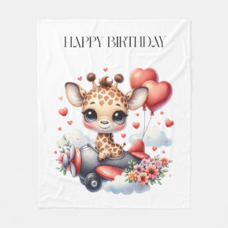 Giraffen-Pilot Geburtstag Fleecedecke