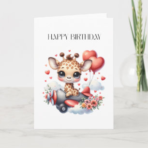 Giraffen-Pilot Geburtstag Karte
