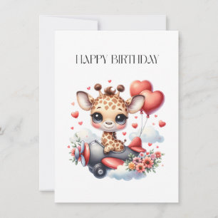Giraffen-Pilot Geburtstag Mitteilungskarte