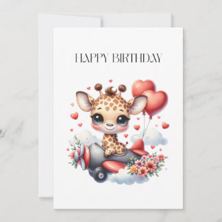 Giraffen-Pilot Geburtstag Mitteilungskarte