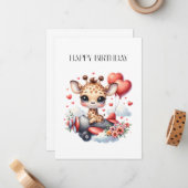 Giraffen-Pilot Geburtstag Mitteilungskarte (Vorderseite/Rückseite Beispiel)