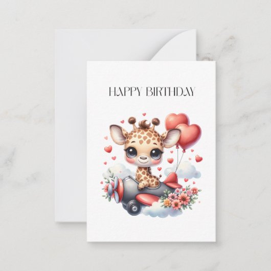 Giraffen-Pilot Geburtstag Mitteilungskarte (Vorderseite)