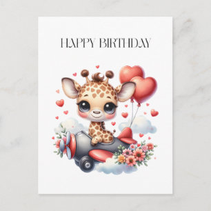 Giraffen-Pilot Geburtstag Postkarte