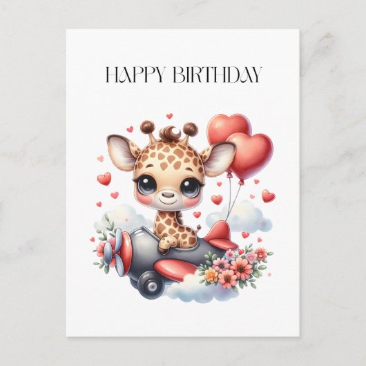Giraffen-Pilot Geburtstag Postkarte (Vorderseite)