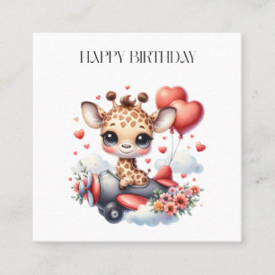 Giraffen-Pilot Geburtstag Quadratische Visitenkarte