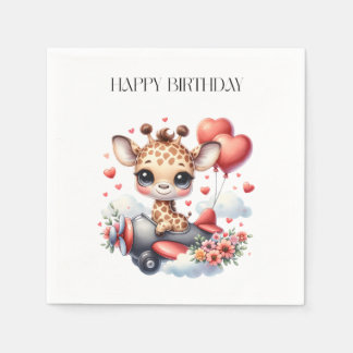 Giraffen-Pilot Geburtstag Serviette