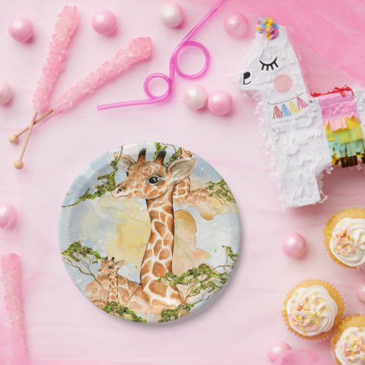 Giraffen-Porträt-Tier-Bild Pappteller (Party)