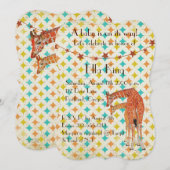 Giraffen Retro Baby Einladung (Vorne/Hinten)