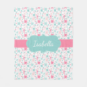 Giraffen-rosa tadelloses Aqua-aquamarine Fleecedecke