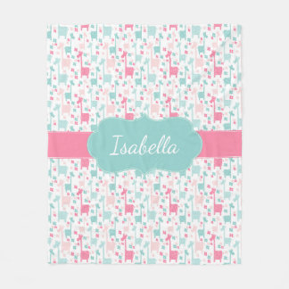 Giraffen-rosa tadelloses Aqua-aquamarine Fleecedecke