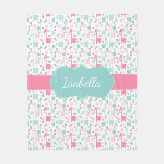 Giraffen-rosa tadelloses Aqua-aquamarine Fleecedecke (Vorderseite)