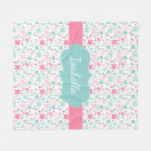 Giraffen-rosa tadelloses Aqua-aquamarine Fleecedecke (Vorderseite (Horizontal))