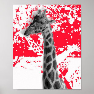 Giraffen, rot Abstrakt Poster