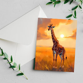 Giraffen-Safari-Sonnenuntergang-Tier-Malerei Karte