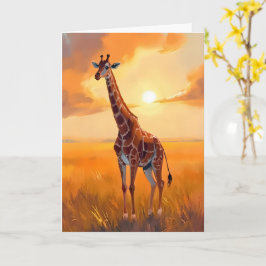 Giraffen-Safari-Sonnenuntergang-Tiermalerei Karte