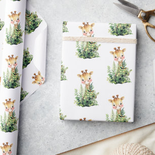 Giraffen-Safari-Tier-Watercolor-Baby-Party Geschenkpapier