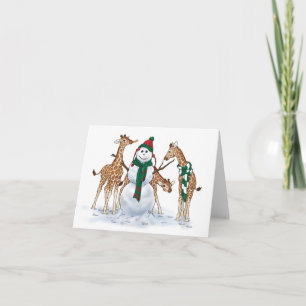 Giraffen-Schnee-Tag Feiertagskarte