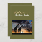 Giraffen-Silhouette des wilden Tieres der Einladung (Vorne/Hinten)