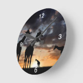 Giraffen-Silhouette des wilden Tieres der Runde Wanduhr (Winkel)