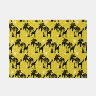 Giraffen-Silhouette Tropischer Palmbaum Blätter Zo Fußmatte