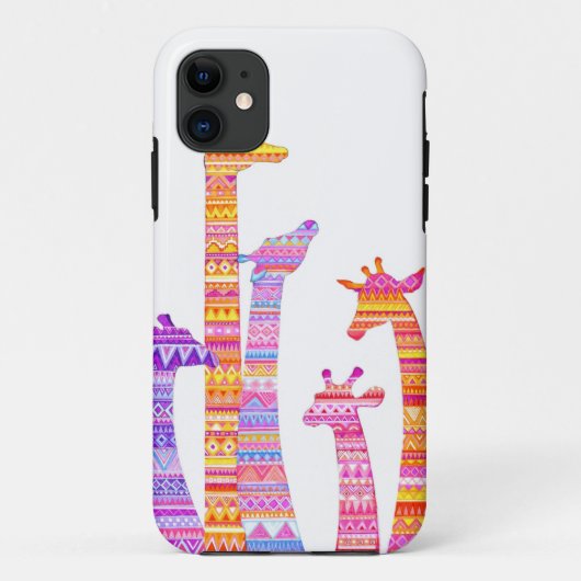 Giraffen-Silhouetten im bunten Stammes- Druck Case-Mate iPhone Hülle (Rückseite)