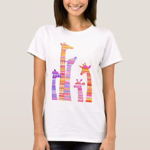 Giraffen-Silhouetten im bunten Stammes- Druck T-Shirt