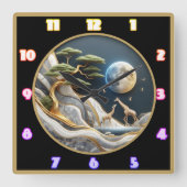 Giraffen spazieren unter Afrikas Mondlicht Quadratische Wanduhr (Vorderseite)