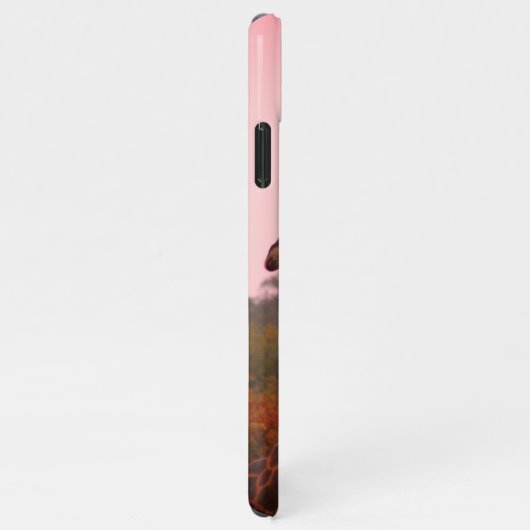 Giraffen, stehend in Mopanobäumen mit rosa Himmel iPhone Hülle (Rechte Seite)