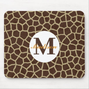 Giraffen-Tierdruck Anfangsmonogramm Mousepad