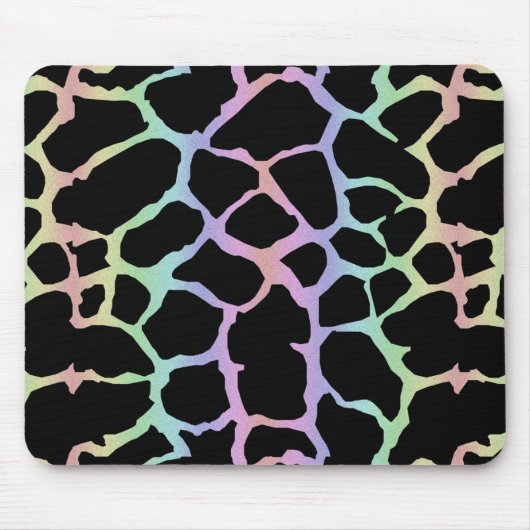Giraffen-Tierdruck-Regenbogen und schwarzer Mousepad (Vorne)