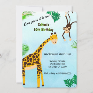 Giraffen- und Affen-Safari- oder Zoo-Party-Einladu Einladung