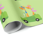 Giraffen und Auto Geschenkpapier (Rolleneckpunkt)