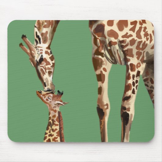 Giraffen- und Babykalbküssen Mousepad (Vorne)